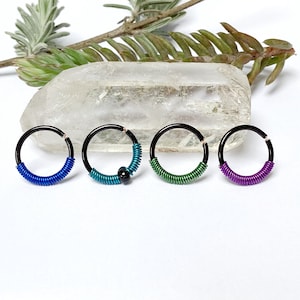 Piercing noir cuivre, 0,8 mm/20g, 1 mm/18g, anneau hélix conch nez narine nostril septum oreille lobe cartilage daith rook tragus créole
