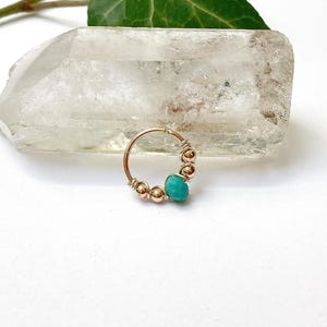 Piercing anneau turquoise 22G 20G 18G sur mesure hélix conch narine nez nostril septum daith rook cartilage oreille lobe plaqué or titane