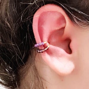 Ear cuff bohème minimaliste doré/ argenté anneau de conch cartilage faux piercing manchette d’oreille bague boucle oreille sur mesure
