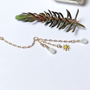 Chaîne d’oreille rajout Piercing pierre de lune et fleur anneau hélix conch lobe cartilage barre indus pendentif bohème chic cadeau unique