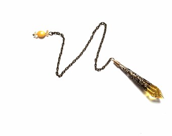 Pendulum swarovski crystal, Bohemian, hippie chic, amber, Citroen, folk, Gypsy, festival, mystical, magical, Celtic, vintage
