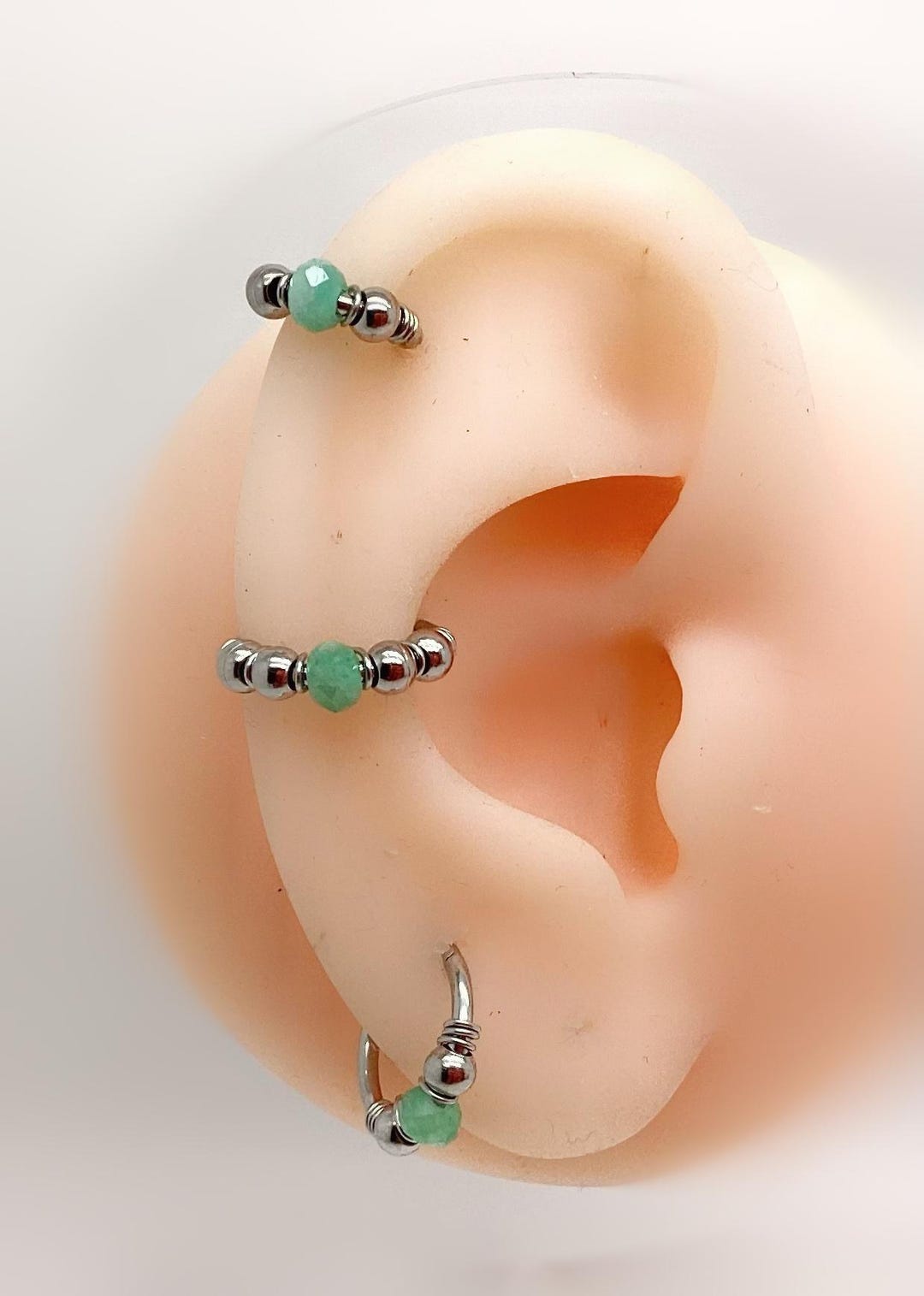 16g Emerald/steel Clicker Piercing, Helix, Conch, Septum, Daith ...