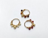 Golden-plated piercing and gems,nose ring, helix, conch, septum, arcade, cartilage, tiger eye,targus,grenat,pearly,boho, hippie,tribal