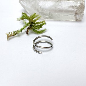 Double ring surgical steel 1 mm/18g spiral ring helix, conch, ear, lobe, cartilage, mini hoop, minimalist earring