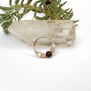 Piercing titane et perles de bois kamagong, anneau hélix, conch, septum, narine, oreille, tragus, daith, ethnique, 0,6 mm/22g, 0,8 mm, 1 mm…