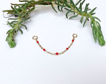 Extension chain for piercings, double nostril ring, helix, conch, lobe, ear, gold plated, chain, length of your choice