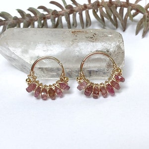 Piercing placcato oro e tormalina rosa 1 mm/18g ø9 mm e 1 cm anello elica conchiglia naso setto lobo dell'orecchio daith torre cartilagine creolo boho