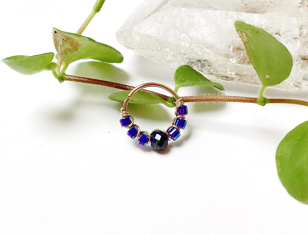 Boucles D'oreilles Lapis-lazuli Fait Main Népal - Forme Anneau Plaqué Argent - Style Bohème