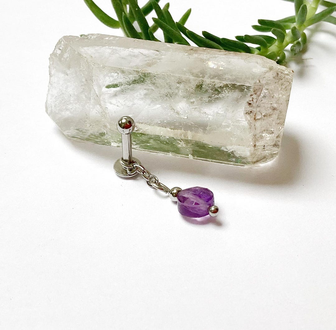 Piercing Bar Steel Ch Amethyst 1.6 Mm / 14G Rod Helix Cartilage Lobe ...