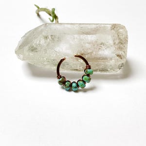 Ear cuff cuivre bronze anneau de conch faux piercing septum oreille cartilage 1 mm/18G hélix bague oreille boucle d oreille bleu turquoise