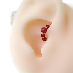 18G Ruby Gold Plated Piercing Helix Nose Ring Nostril Nostril Ear Upper Lobe Cartilage Rook Daith Boho Tragus Minimal Anti Helix