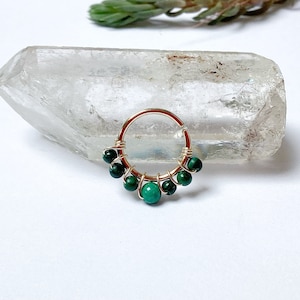 Piercing ring malachite plated gold/steel ch ring helix conch nose nostril septum ear lobe creole daith rook tragus cartilage