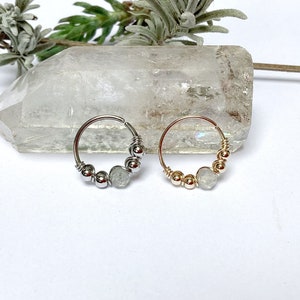Piercing labradorite titane, plaqué or ou acier ch, hélix conch nez narine nostril oreille lobe cartilage daith rook tragus mariage bohème