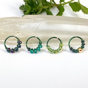 Piercing in rame verde, 0,8 mm/20 g, anello elicoidale, conchiglia, naso, narice, orecchio, lobo, cartilagine, boho chic, etnico