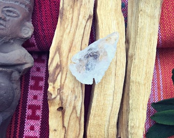 Palo Santo Wood (AA Grade) + Crystal Arrow: (3-6 pc/1-2oz) Clear/Cleanse/Bless. Soul Retrieval. Native Peru Shaman Wood Incense