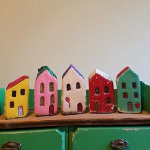 Mini Handmade Ceramic Colorful Houses Set – Decorative Home Déco