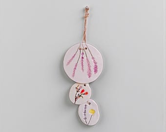Handgefertigte Keramik Wandbehang - Floral Art Home Decor Boho Stil