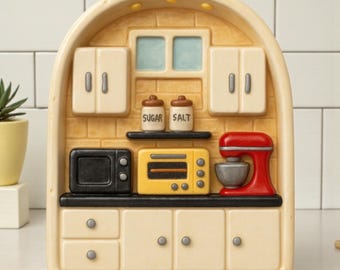 Handmade Ceramic Kitchen Wall Decor | Rustic Miniature Kitchen Art
