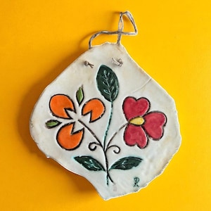 Handmade Ceramic Floral Wall Hanging: Pottery Home Decor