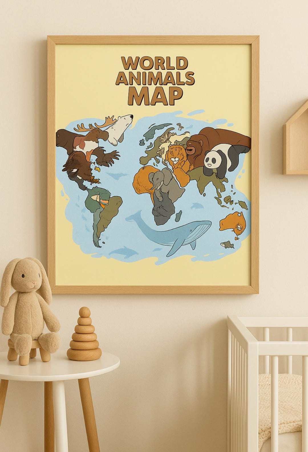 World Animals Map Poster for Kids Room | Educational Wall Art | Nursery ...