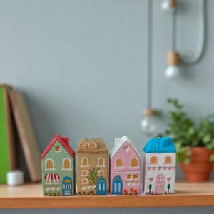 Handmade Mini House 7 cm Ceramic 4-Piece Set Price