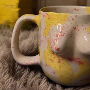 Handmade Ceramic Boob Mug – 300 ml Speckled Body Positive Coffee Cup