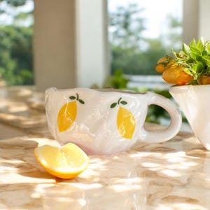 Handmade Lemon Ceramic Mug: Small Pottery Coffee Cup