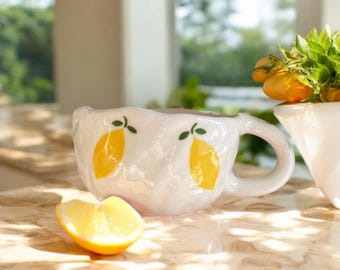 Handmade Lemon Ceramic Mug: Small Pottery Coffee Cup