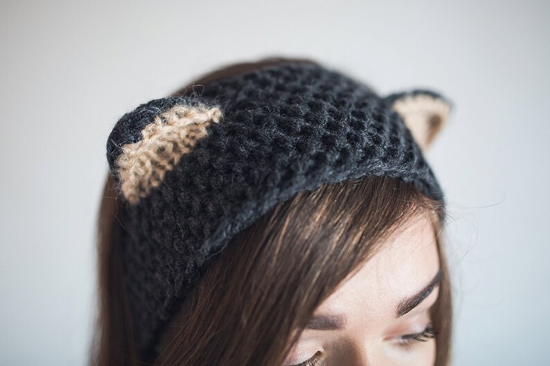 Knitted headband Cat Ears Kitty ears Women's Earmuffs Etsy