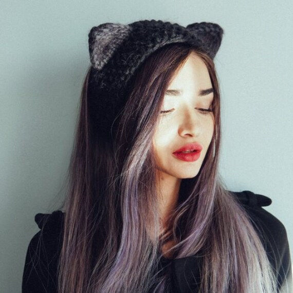 Knitted Headband Cat Ears Kitty Ears Halloween Costume Etsy