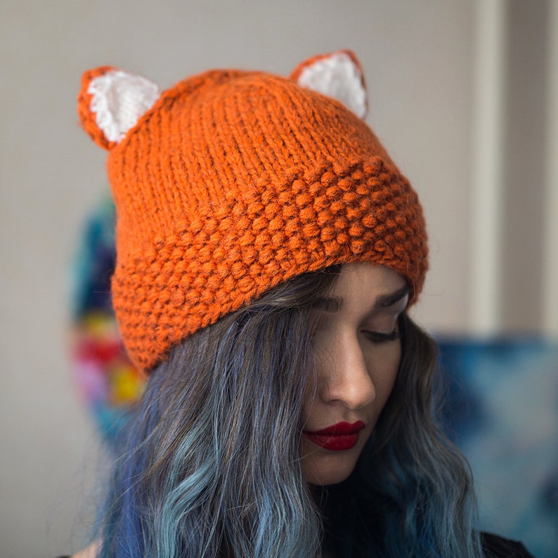 Hat with ears wholesales cat ears cap Knitted fox hat pussycat hat animal winter beanie Christmas gift red fox beanie ladies hat