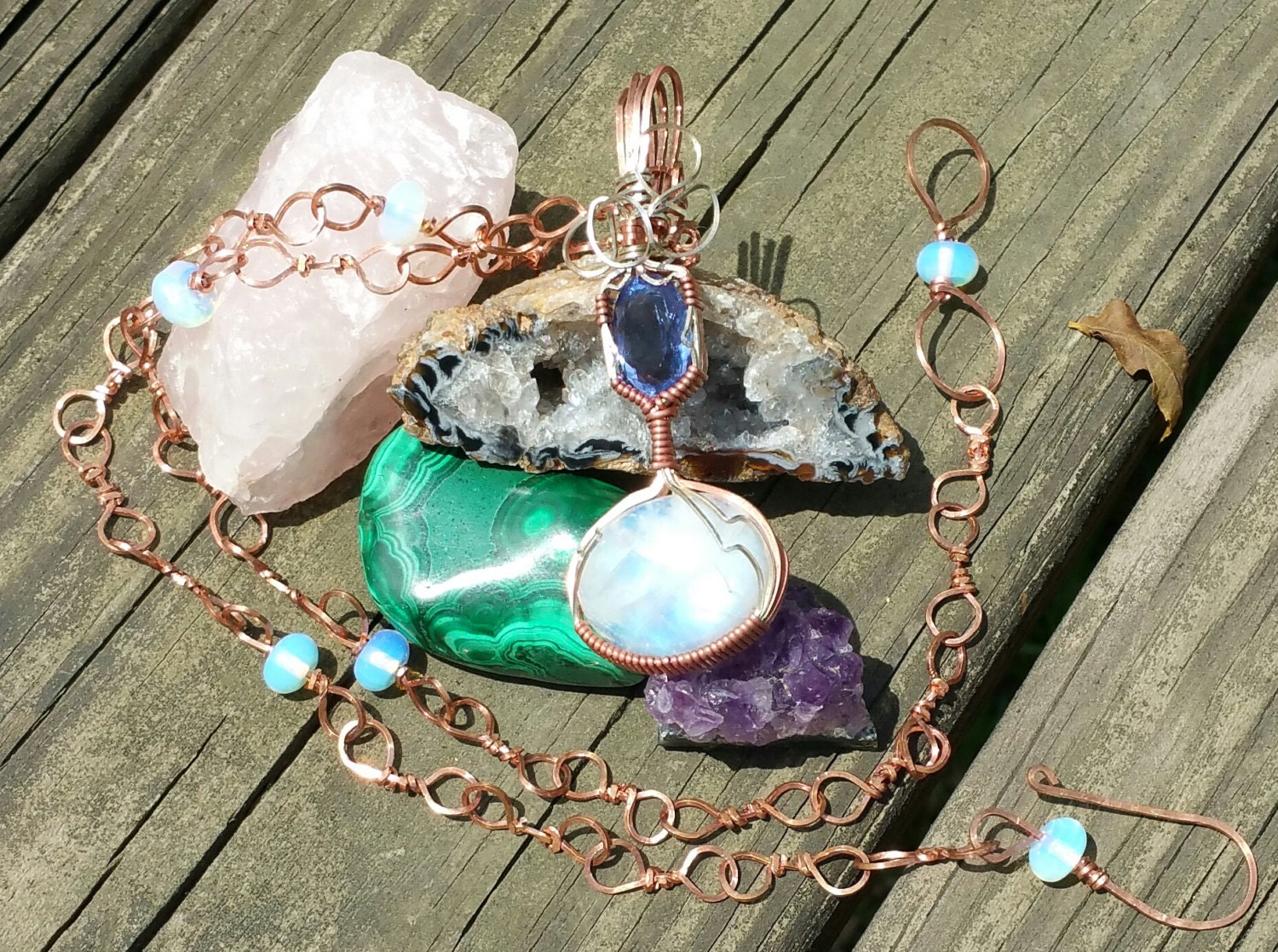 Necklace and pendant moonstone and rare color change fluorite Etsy