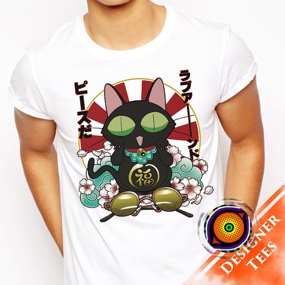 Luck Love and Peace Trigun T-shirt Lucky Cat Anime Maneki - Etsy