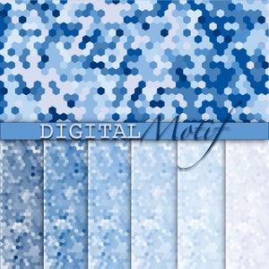 Papel Digital azul hexágono, instante descargar Scrapbook geométrica descarga Digital papel, para imprimir papel, BLU1
