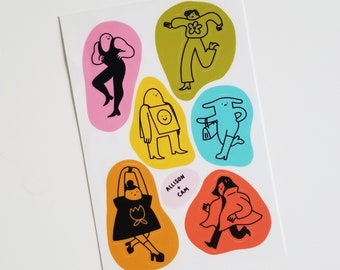 Hot Looks Sticker Sheet / 6 Indoor Vinyl Stickers