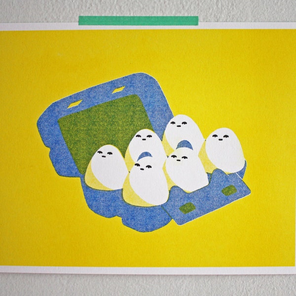SECONDS SALE! / Watchful Eggs / Risograph Print / Poster