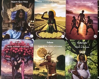 Black Moon Lilith Cosmic Alchemy Oracle Card Deck and Guide Book, Black Oracle Decks, Black Tarot Cards, Melanated Oracle Decks