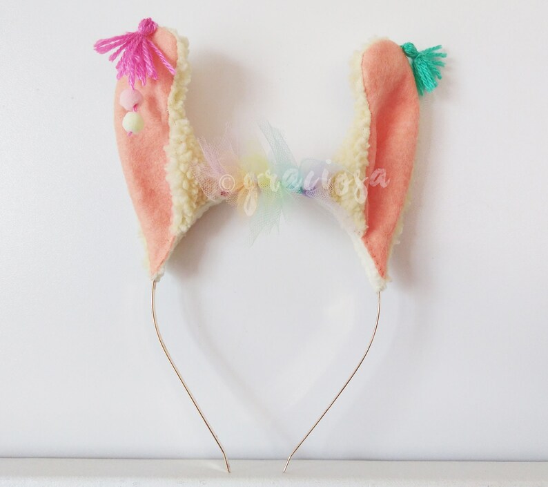 Coral Llama Ears Headband | Etsy