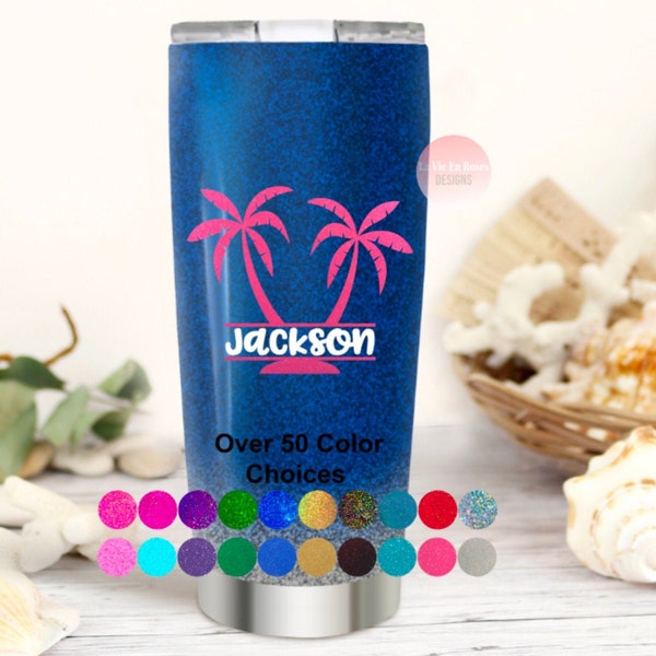 Palm Tree Name Decal - Vacation Sticker- Car Decal - Name Sticker - Tumbler Decal - Vinyl Decal - Car Decal - Decals - Custom