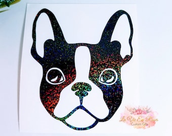 Boston Terrier Decal, French Bulldog Sticker, Holographic Sticker.