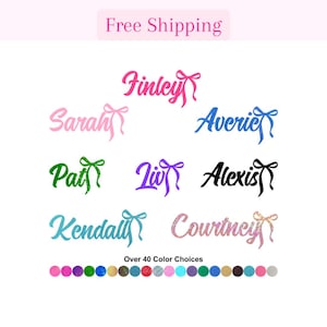 Name Sticker, Coquette Bow Vinyl Decal, Bow Car Decal, Window Decal, Laptop Decal Sticker, Phone, Cup, Bow Monogram, Rococo, Cutecore.