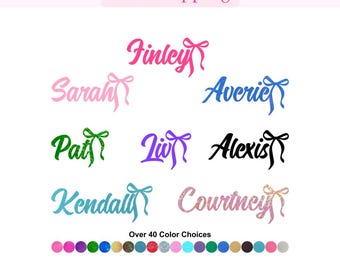 Name Sticker, Coquette Bow Vinyl Decal, Bow Car Decal, Window Decal, Laptop Decal Sticker, Phone, Cup, Bow Monogram, Rococo, Cutecore.