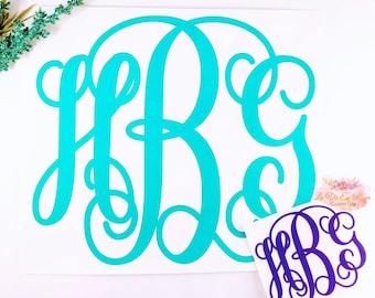 Monogram Sticker Monogram Laptop Sticker Monogram Car Decal Custom Monogram Vinyl Monogram Gifts For Her Script Monogram Vine Monogram Gifts