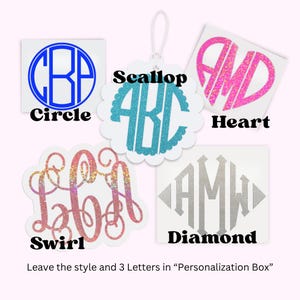 Monogram car decal, Monogram vinyl decal, Glitter monogram vinyl decals, Monogram decal sticker, Phone monogram, Car decal, Personalized Bild 2