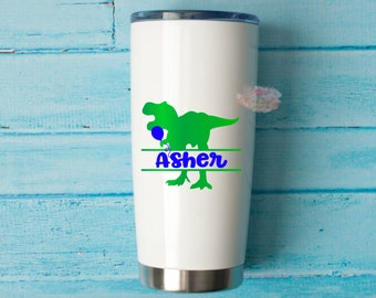 Dinosaur Name Decal, TREX Sticker, Boys Cup, Tumbler Decal, Birthday Party, Girls Cup.