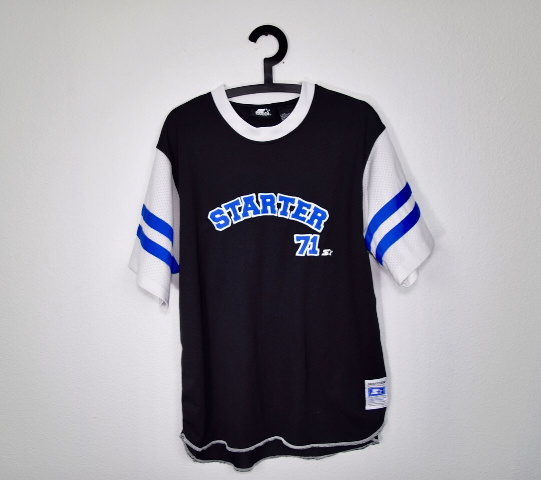 90s Vintage STARTER Jersey Tee/ LARGE / Black White Blue Etsy