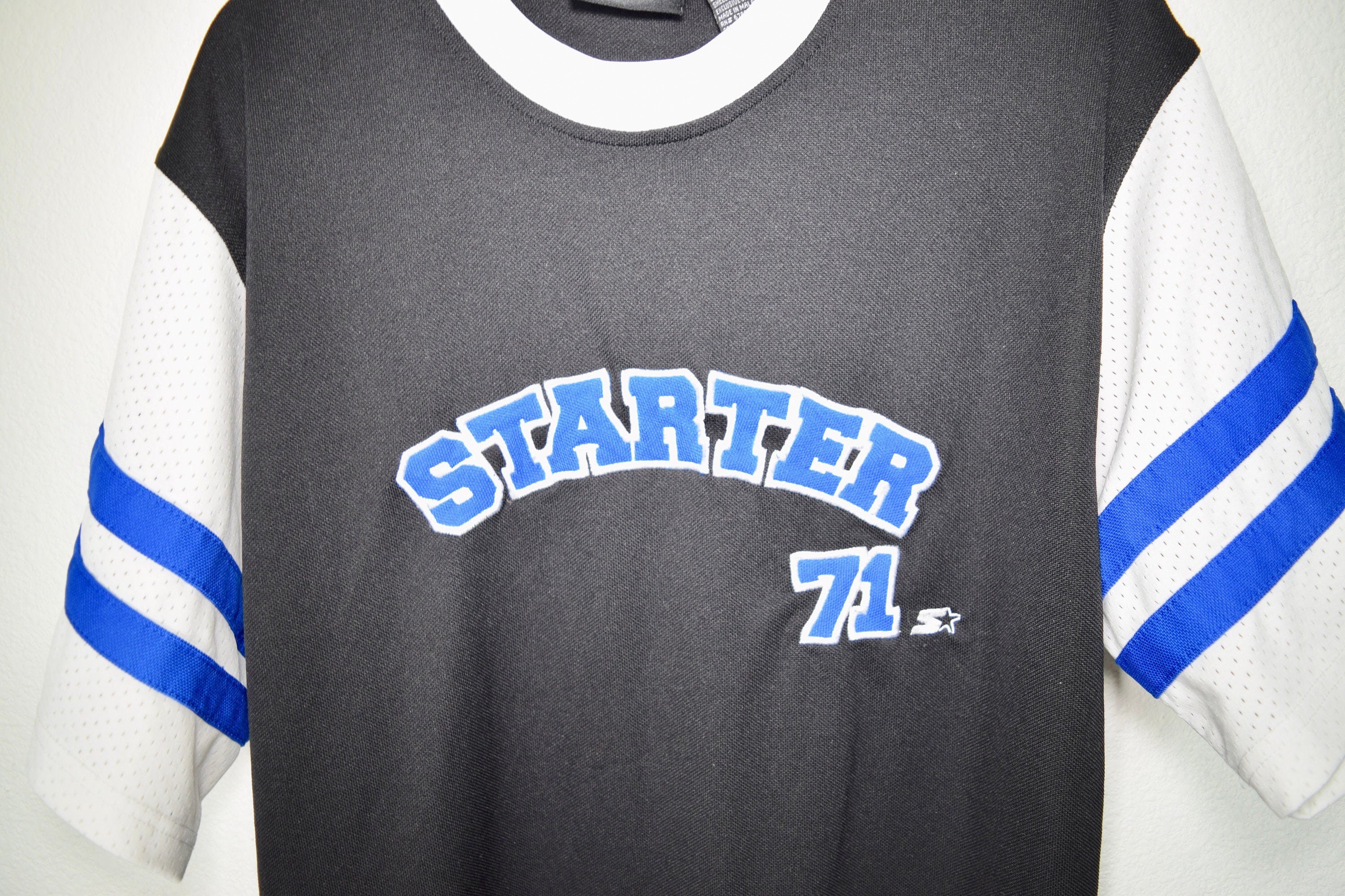 90s Vintage STARTER Jersey Tee/ LARGE / Black White Blue Etsy