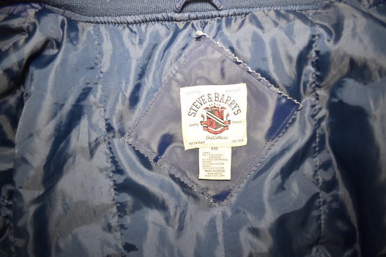 University of Michigan Snap Button Mens Vintage Bomber Jacket by Steve /& Barry/'s Size XXL Navy Blue and Yellow Wolverines Colors