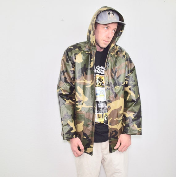 Vintage WINCHESTER Camouflage Snap Button Rain Jacket Size - Etsy