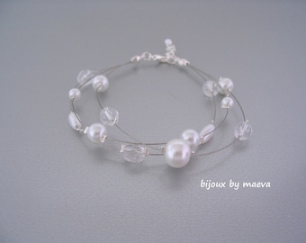 wedding jewelry white pearl bracelet for bride